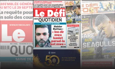 Voici la une du Défi Quotidien de ce Vendredi 15 Septembre 2023