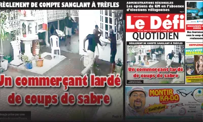 Voici la Une du Defi Quotidien de ce jeudi 15 Novembre 2018