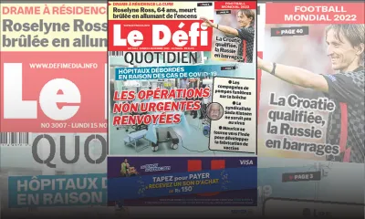 Voici la Une du Défi Quotidien de ce lundi 15 Novembre 2021