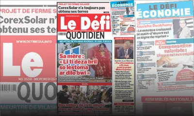 Voici la une du Défi Quotidien de ce Mercredi 15 Novembre 2023