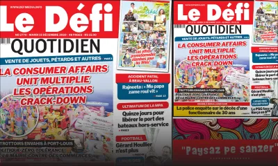 Voici la Une du Défi Quotidien de ce mardi 15 décembre 2020