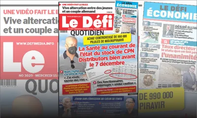 Voici la une du Défi Quotidien de ce mercredi 15 Décembre 2021