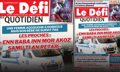 Voici la Une du Défi Quotidien de ce vendredi 16 avril 2021