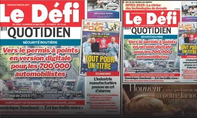 Voici la une du Défi Quotidien de ce Vendredi 15 Mai 2025