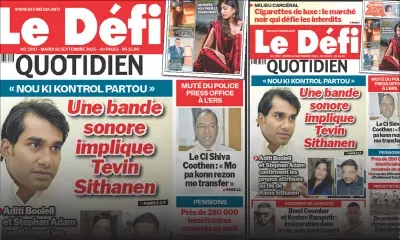 Voici la une du Défi Quotidien de ce Mardi 16 Septembre 2025