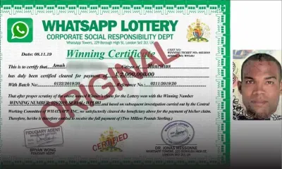 Il est invité à participer à une loterie pour gagner £ 2 Millions : un couple se fait arnaquer sur WhatsApp
