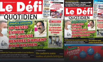 Voici la Une du Défi Quotidien de ce mercredi 16 décembre 2020