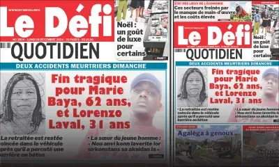 Voici la une du Défi Quotidien de ce Lundi 16 Décembre 2024