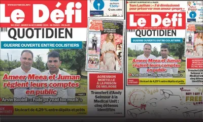 Voici la une du Défi Quotidien de ce Mardi 16 Decembre 2025