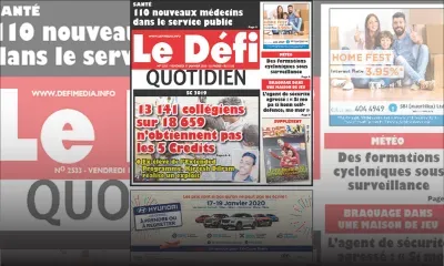 Voici la Une du Défi Quotidien de ce vendredi 17 janvier 2020