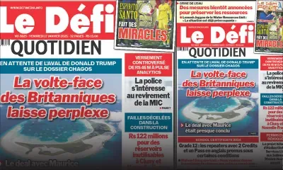 Voici la une du Défi Quotidien de ce Vendredi 17 Janvier 2025