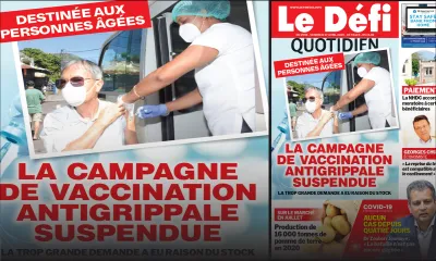 Voici la Une du Defi Quotidien de ce vendredi 17 avril 2020