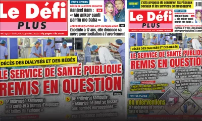 Voici la Une du Défi Plus de ce samedi 17 avril 2021