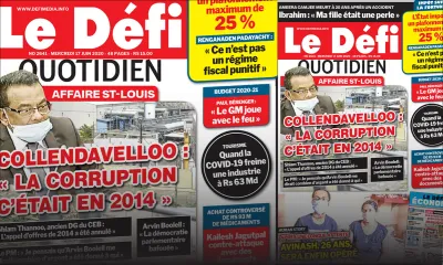 Voici la Une du Defi Quotidien de ce mercredi 17 juin 2020