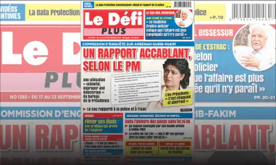 Voici la Une du Défi Plus de ce samedi 17 Septembre 2022