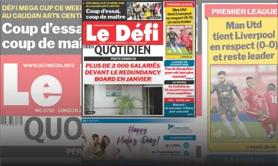 Voici la Une du Défi Quotidien de ce Lundi 18 janvier 2021