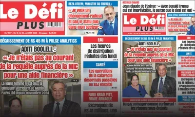 Voici la Une du Défi Plus de ce Samedi 18 Janvier 2025