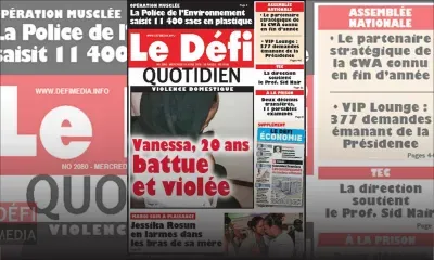 Voici la Une du Defi Quotidien de ce mercredi 18 avril