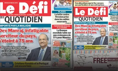 Voici la une du Défi Quotidien de ce Mardi 18 Juin 2024
