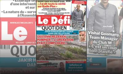 Voici la une du Défi Quotidien de ce lundi 18 Juillet 2022