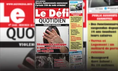 Voici la Une du Defi Quotidien de ce mercredi 18 septembre 2019