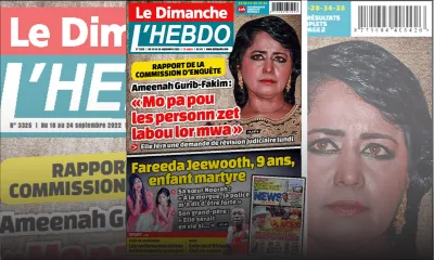 Voici la Une de Le Dimanche/L'Hebdo de ce dimanche 18 Septembre 2022