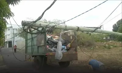 Un pylône du CEB s’écroule sur une benne à Ste-Croix