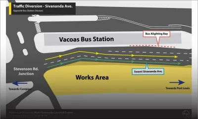 Réalignement de la route à Vacoas