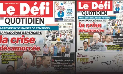 Voici la une du Défi Quotidien de ce Mardi 18 Novembre 2025