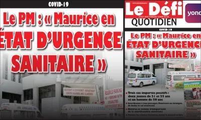 Voici la Une du Défi Quotidien de ce jeudi 19 mars 2020