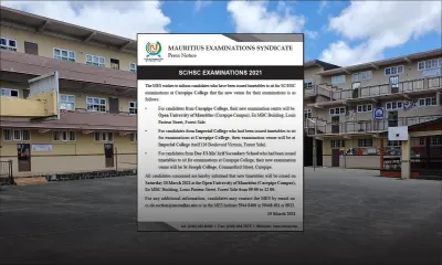 SC/HSC : d'autres centres d'examens pour les candidats du Curepipe College, du collège Impérial et de la Dar-Ul-Ma’arif Secondary School