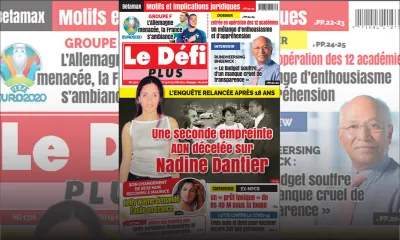 Voici la Une du Défi Plus de ce samedi 19 Juin 2021