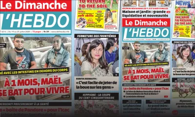 Voici la Une de Le Dimanche/L'Hebdo de ce dimanche 19 juillet 2020