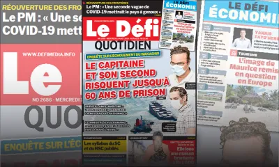 Voici la Une du Defi Quotidien de ce mercredi 19 août 2020