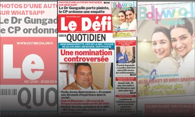 Voici la une du Défi Quotidien de ce Jeudi 19 Octobre 2023