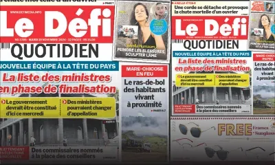 Voici la une du Défi Quotidien de ce Mardi 19 Novembre 2024