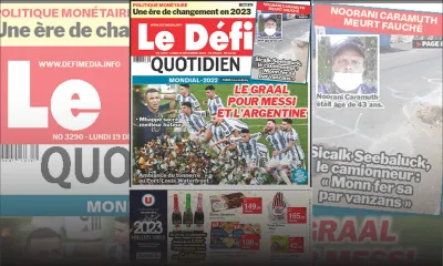 Voici la une du Défi Quotidien de ce lundi 19 Décembre 2022