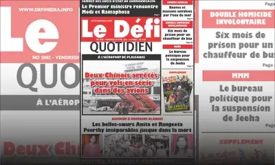 Voici la Une du Defi Quotidien de ce vendredi 20 avril