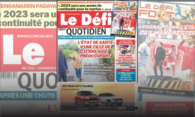 Voici la une du Défi Quotidien de ce vendredi 20 Janvier 2023