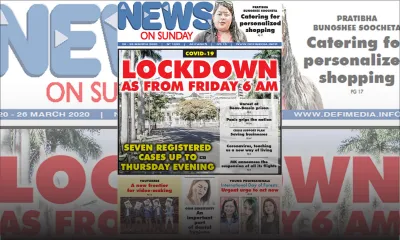 Voici la Une de News on Sunday de ce vendredi 20 mars 2020