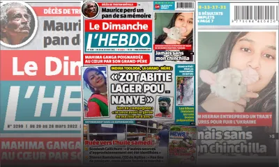 Voici la Une de Le Dimanche/L'Hebdo de ce dimanche 20 mars 2022