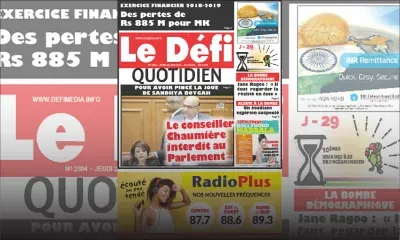 Voici la Une du Défi Quotidien de ce Jeudi 20 Juin 2019