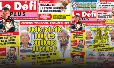 Voici la Une du Défi Plus de ce samedi 20 juin 2020