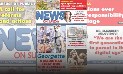 Voici la Une de News on Sunday de ce Vendredi 20 septembre 2019