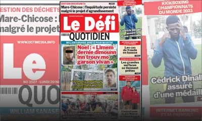 Voici la une du Défi Quotidien de ce Lundi 20 Novembre 2023