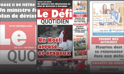 Voici la Une du Defi Quotidien de ce vendredi 20 décembre 2019