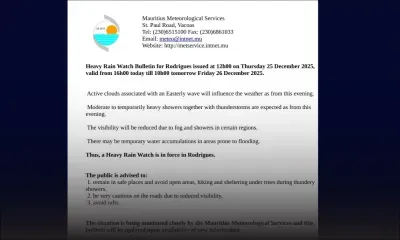 Météo : Une veille de fortes pluies en vigueur à Rodrigues