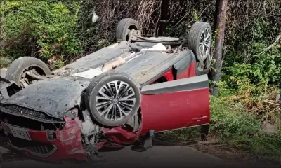 Pointe-aux-Sables : après avoir heurté un rocher, une voiture se renverse sur la route côtière