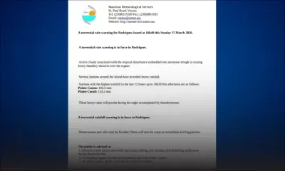 Météo : un avis de pluies torrentielles émis pour Rodrigues
