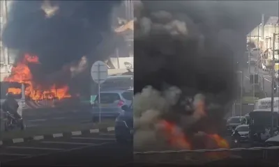 A la gare du Nord : un autobus en flammes